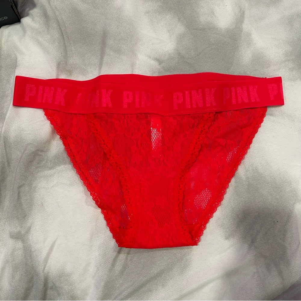 Pink lace panties